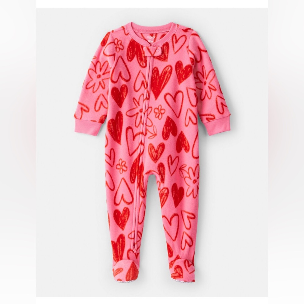 Carter's Pink and Red Heart Footie
